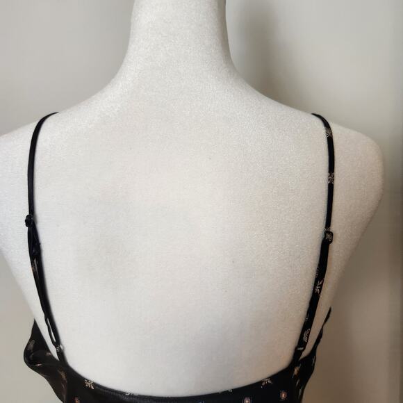 Vtg Y2K Lingerie Cacique Slip Dress Sz Small Womens Satin Maxi Geometric Black - Picture 8 of 11